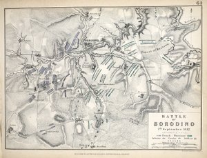 Mapa bitvy u Borodina, kterou vydal William Blackwood and Sons, Edinburgh und London, 1848 (ručně kolorovaná rytina)